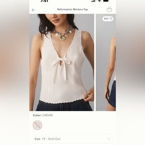 Reformation Marlena Top size 10 NWT